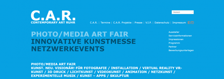 Screenshot der Website des Veranstalters der Contemporary Art Ruhr vom 08. bis 10. März 2019 in der Zeche Zollverein Essen