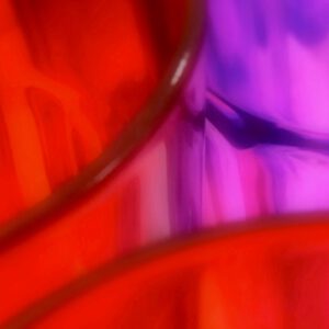 Galerie Ahlemann zeigt ein abstraktes Foto der Künstlerin Suria Kassimi aus ihrer Serie "Vas Mirabile", auf dem in violetten und roten Farben der abstrahierte Ausschnitt von Gefäßen zu sehen ist.